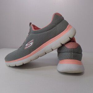Skechers Summits Gray Pink Mesh Sneakers Memory Foam Women's Size 7.5W